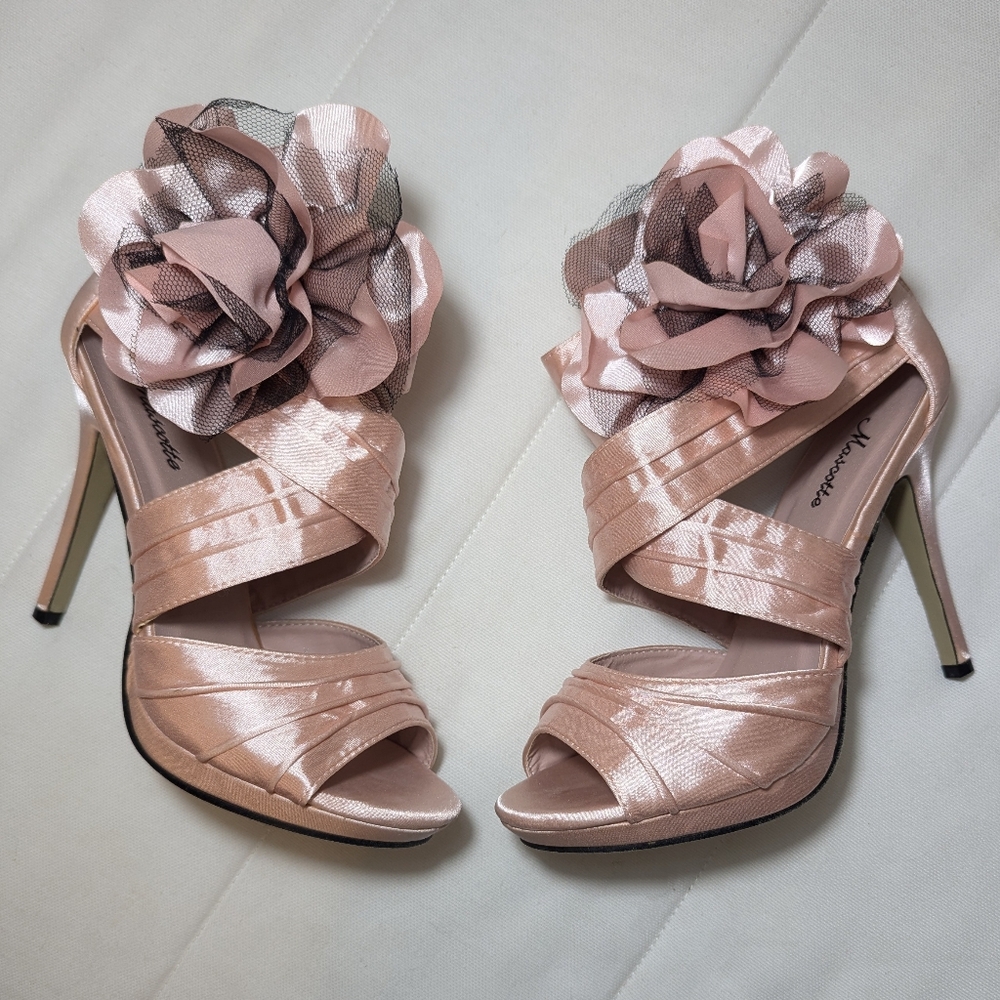 Satin Flower Heels